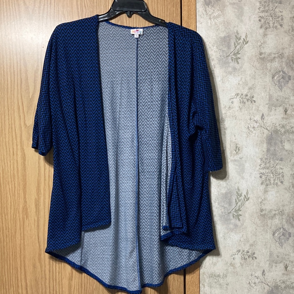 LuLaRoe Navy Chevron Open-Front Cardigan